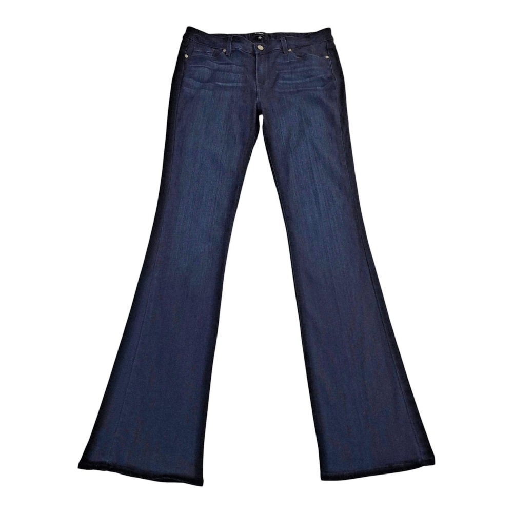 Paige Manhattan Bootcut Jeans Size 33 Dark Indigo Blue Stretch Denim Made in USA